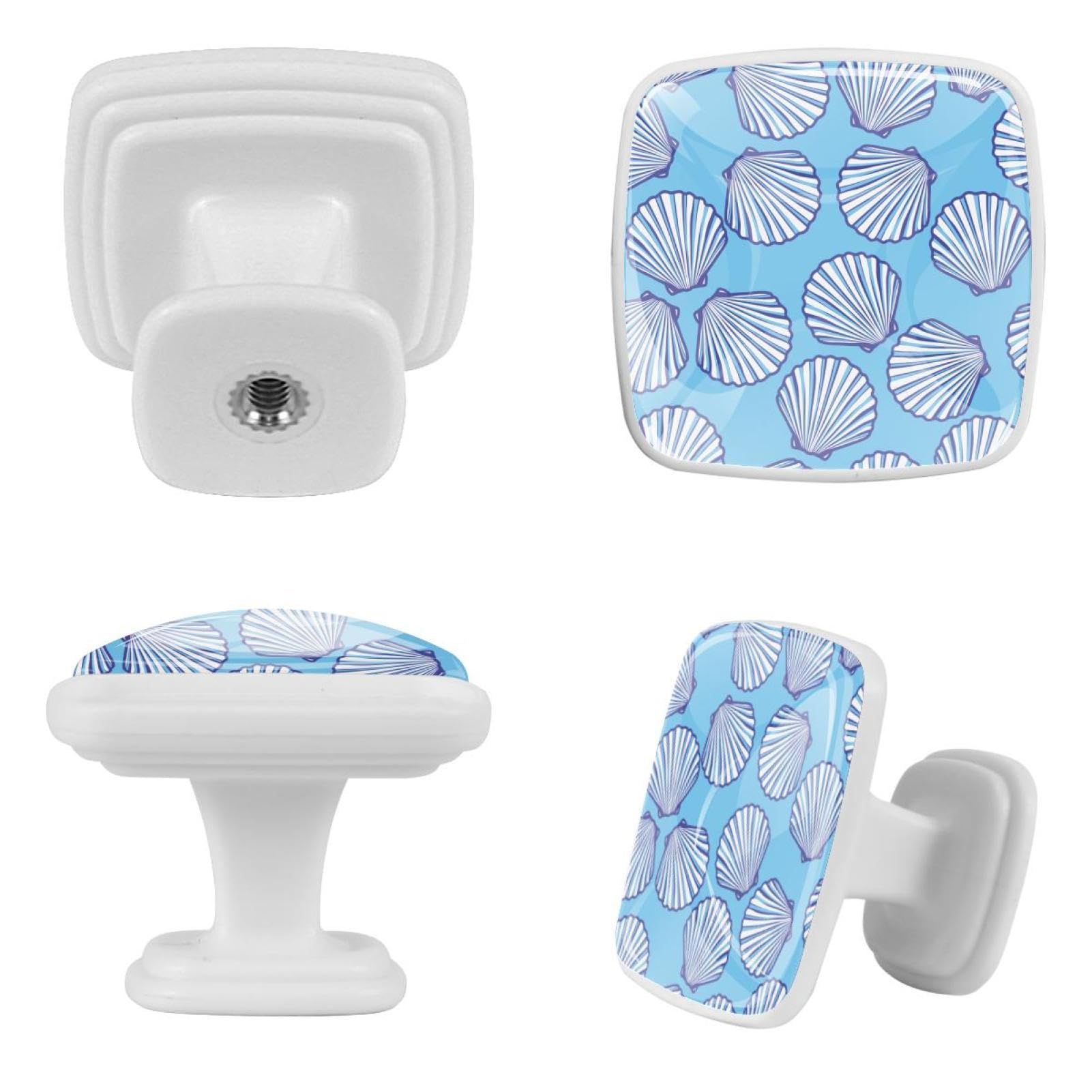 Cassetto quadrato moderno con viti (12 pz) teschio squame di pesce modello conchiglia