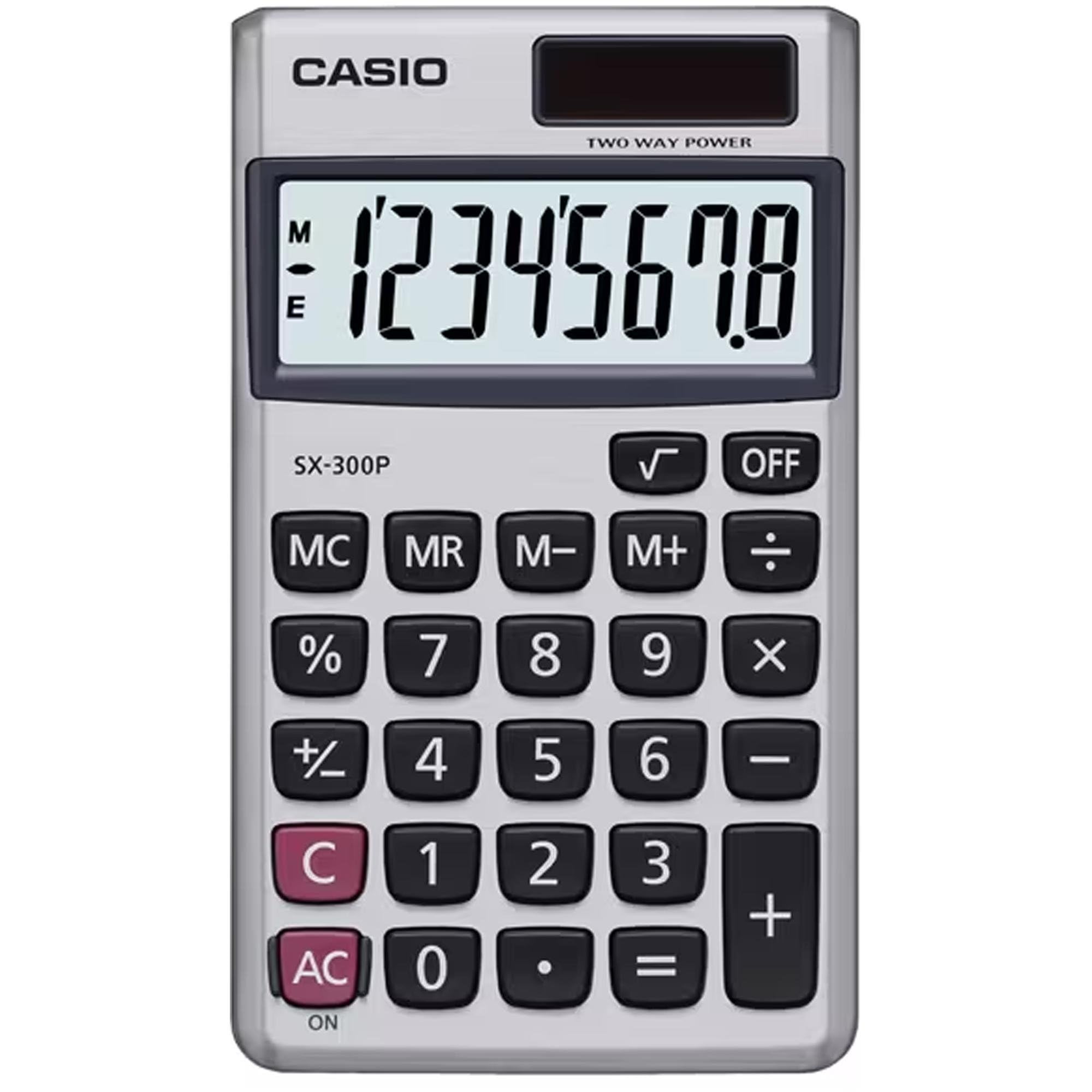 Casio SX-300P-W Portable Calculator with Metallic faceplate
