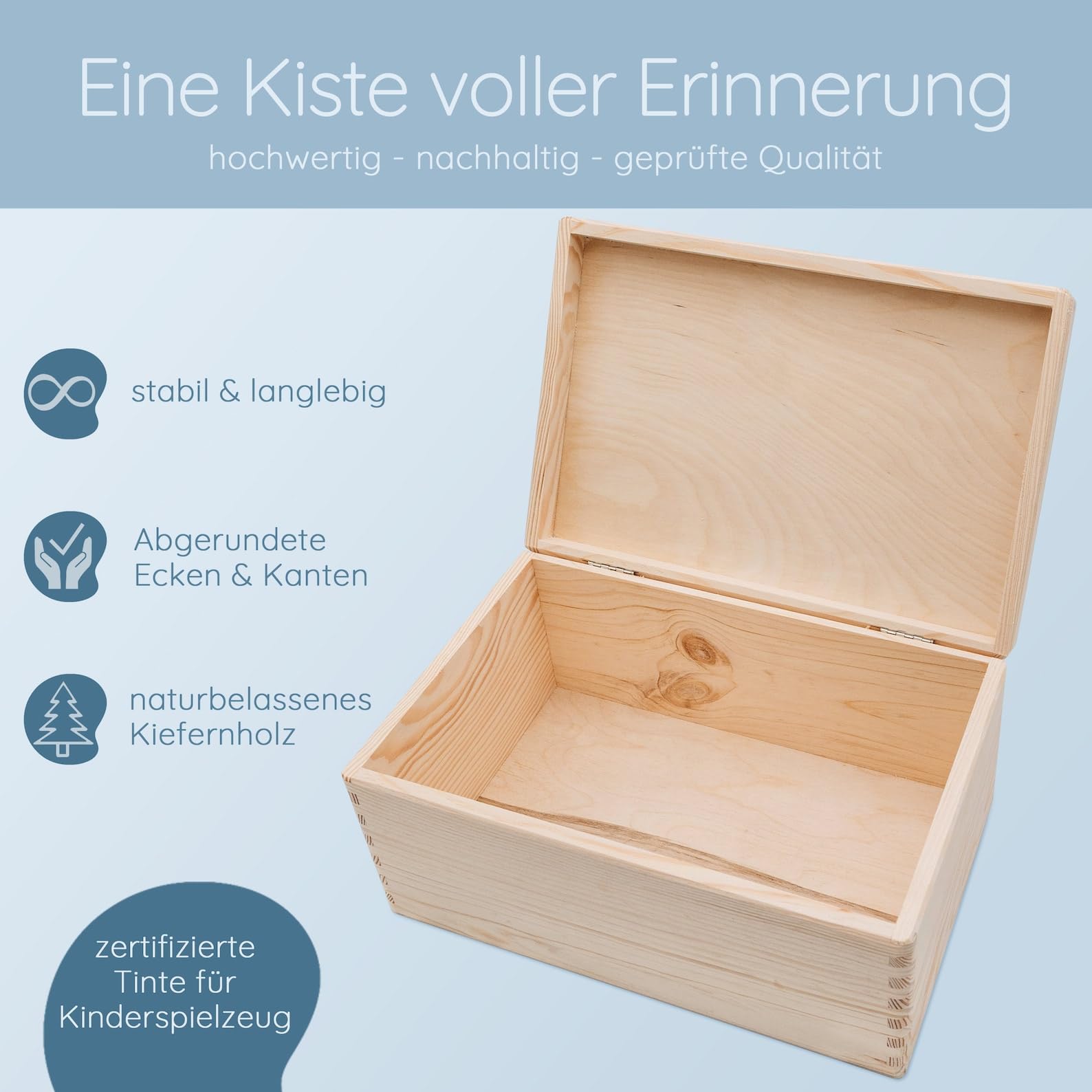 Bärenfreunde - Personalisierte Erinnerungsbox Baby mit Spezial-Druck - Individuelle Baby Erinnerungsbox - Erinnerungskiste aus Holz - Geschenk zur Geburt (M | Klappdeckel,Waldtiere Wolkenwald)