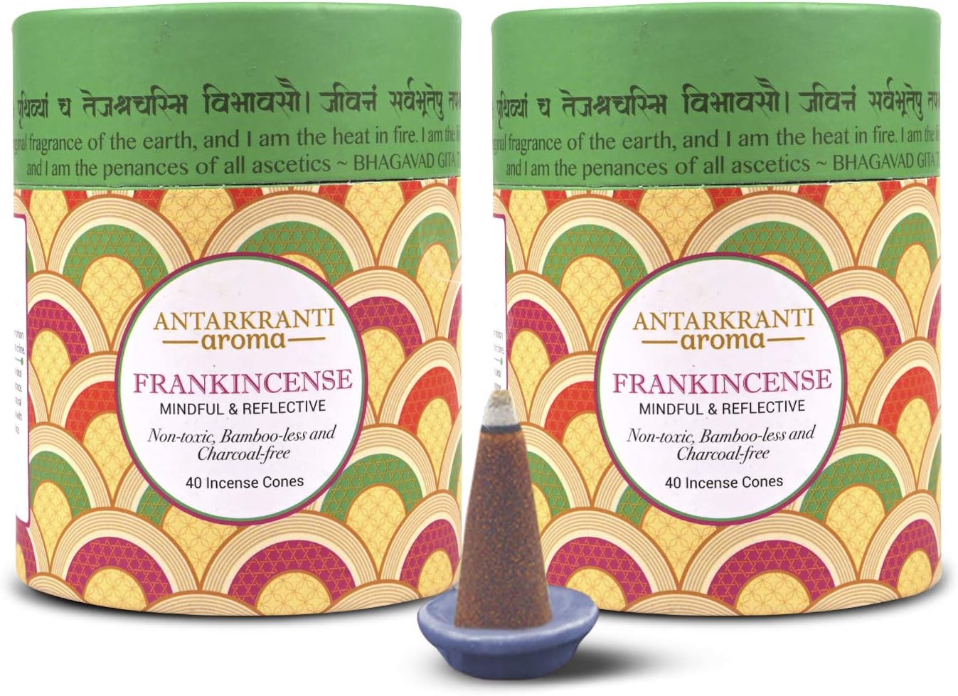 Sacred Life Dry Dhoop Frankincense | Pack of 2 | Contains- 80 Incense Cones | Burning Time 35 Minutes | Low Smoke Dhoop for Pooja | 100% Organic & Charcoal Free | Aromatherapy | Meditation | Yoga