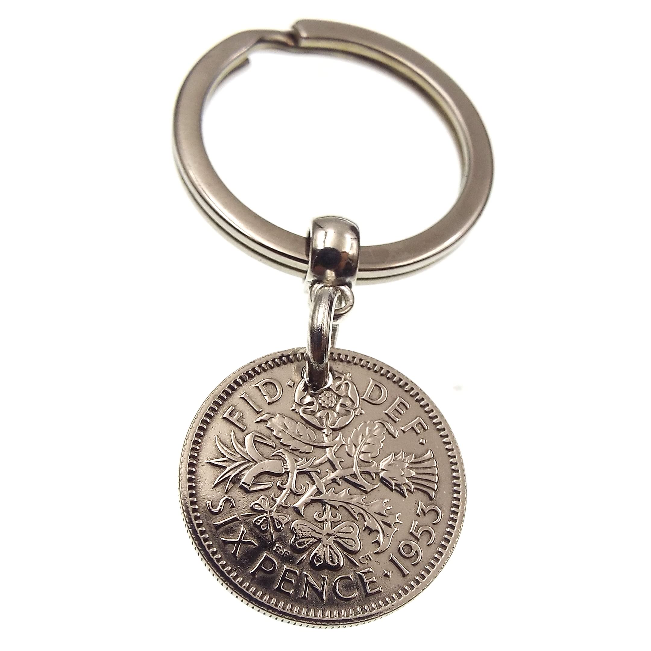 A Silver Dream 1953 Sixpence Coin Keyring