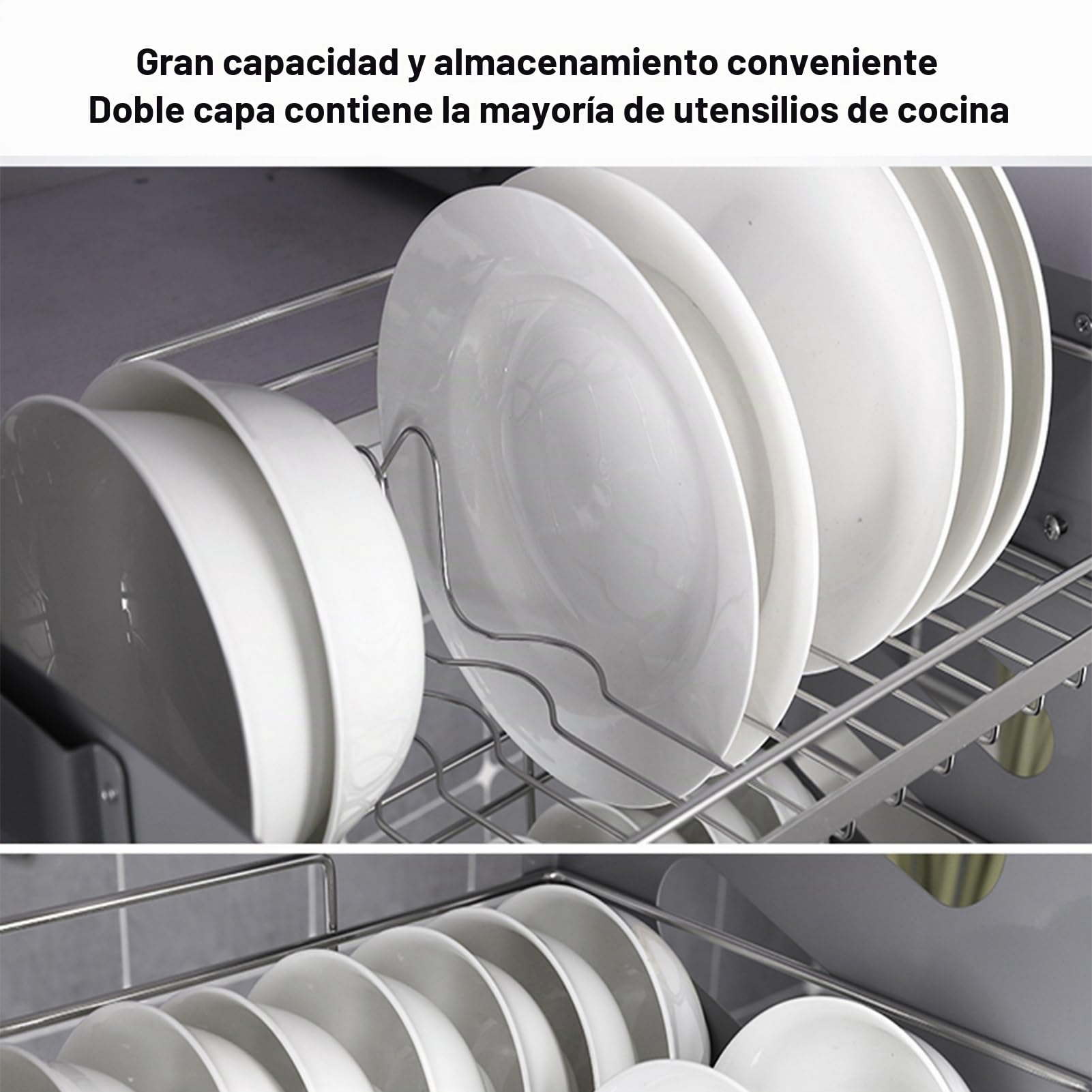 Organizador de Almacenamiento de Armario de Pared abatible, escurridor de Platos, Estante extraíble Resistente, Capacidad de 30 kg, para Cocina, Bar y Restaurante (Armario de 600 mm)
