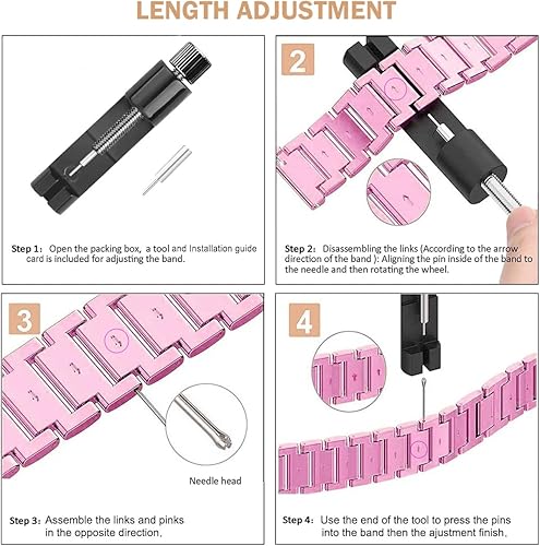 Miniatura 7 de Correas compatibles con Samsung Galaxy Watch 7  FE  66 Classic  55 Pro  44 Classic  3 1.614 in  Active 2, correa de repuesto de metal con diamantes