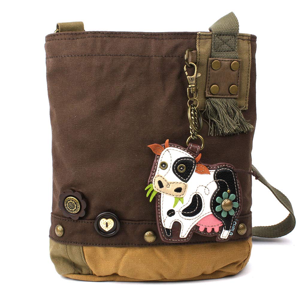 CHALA Patch Cross-Body Women Handbag, Canvas Messenger Bag Olive, Metal Charming Cross - Oliv, Medium — view 117