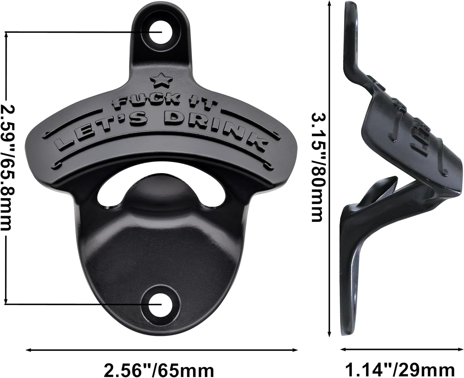 Funny Black Beer Bottle Cap Opener Wall Mounted Stainless image 5