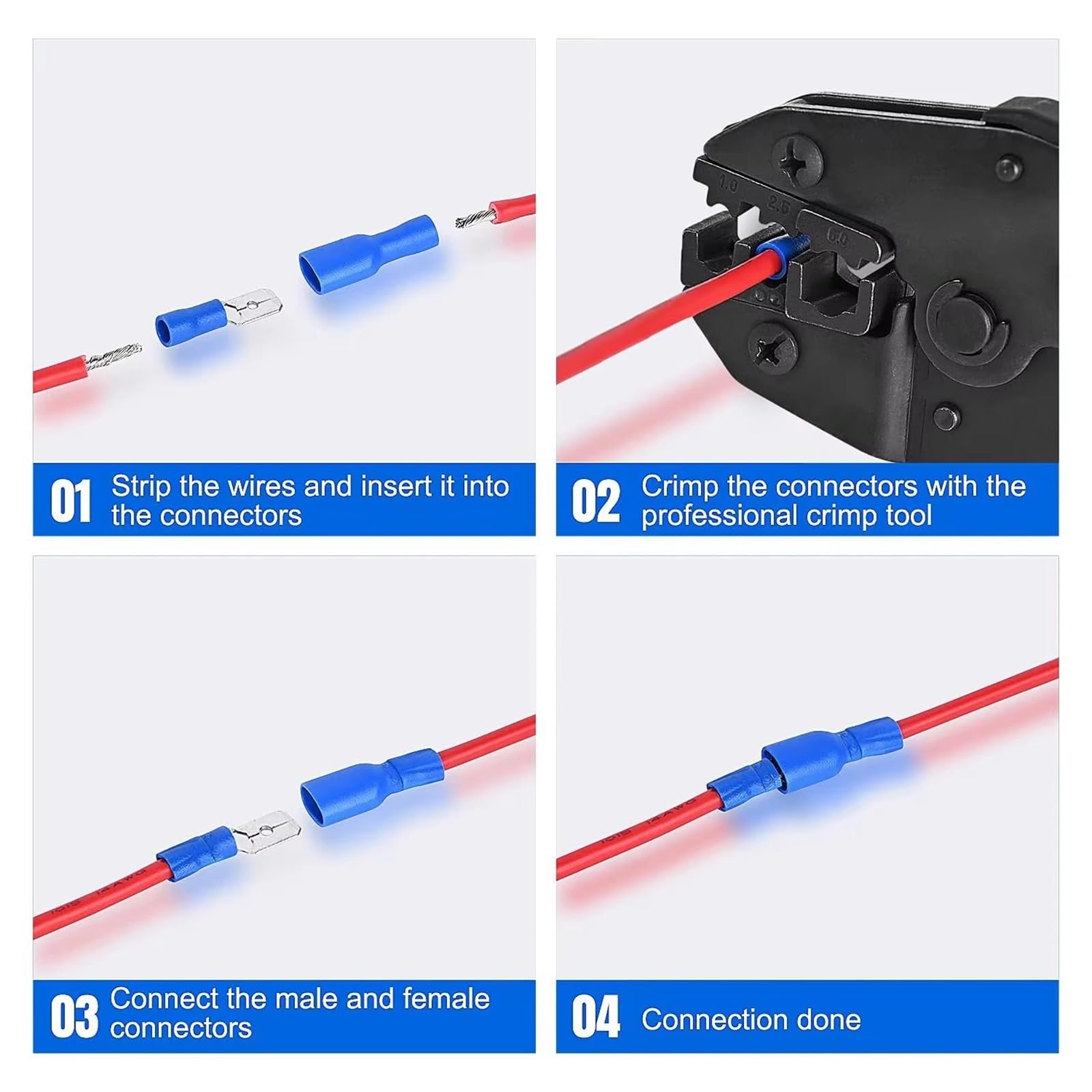 Cosse A Sertir Assortiment De Cosses Borne À Sertir Isolées Bout, for Automobile, Mâle Et Femelle, Kit Connecteurs Câbles(280PCS)