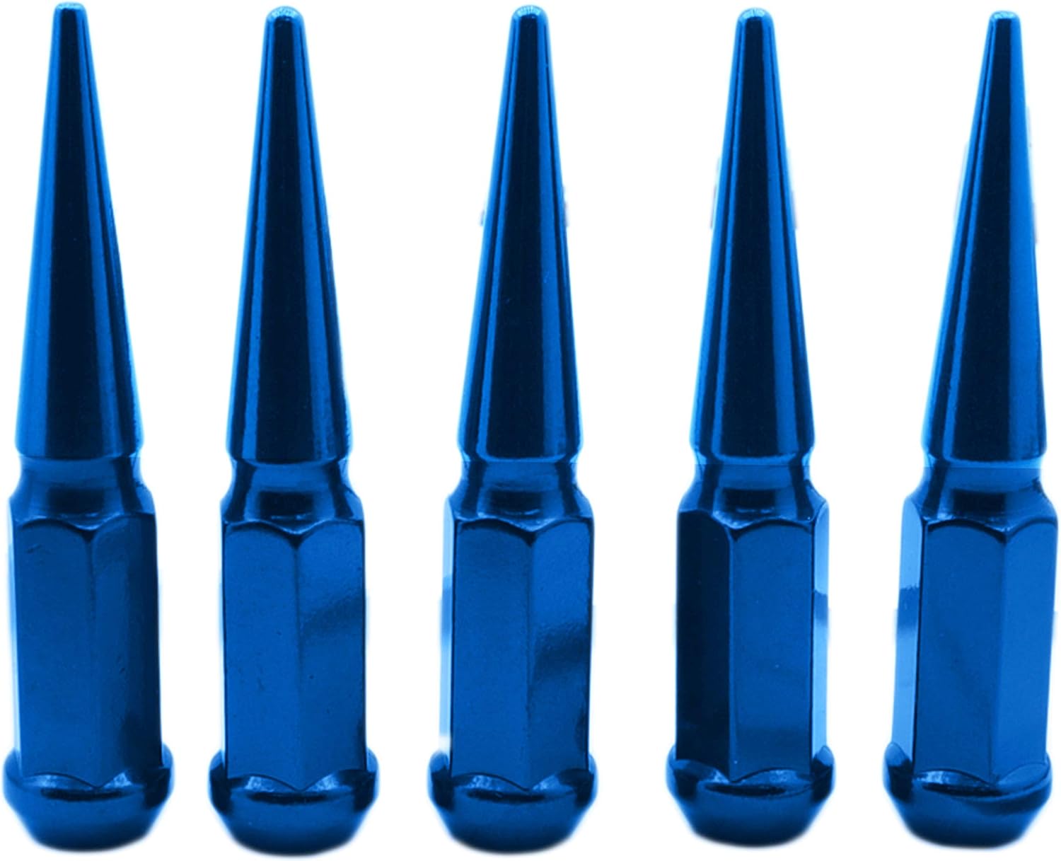 (24) Blue Spike 4.5" Tall 14x1.5 Thread Security Locking Lug Nuts with Special Design Socket Compatible with Chevy Silverado Tahoe Suburban