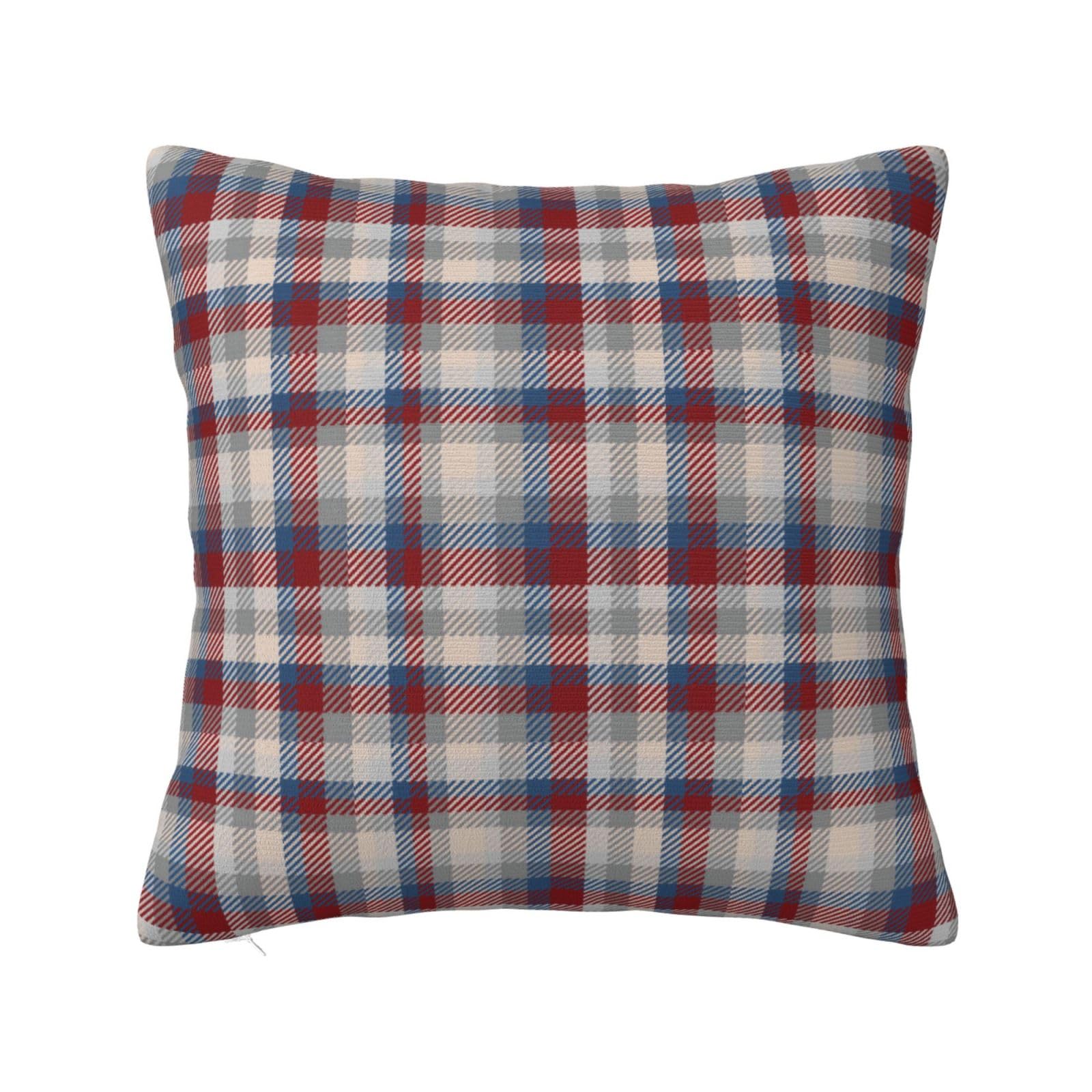 White Deer Antlers Winter Berry Plaid Pillowcase 20"x20"