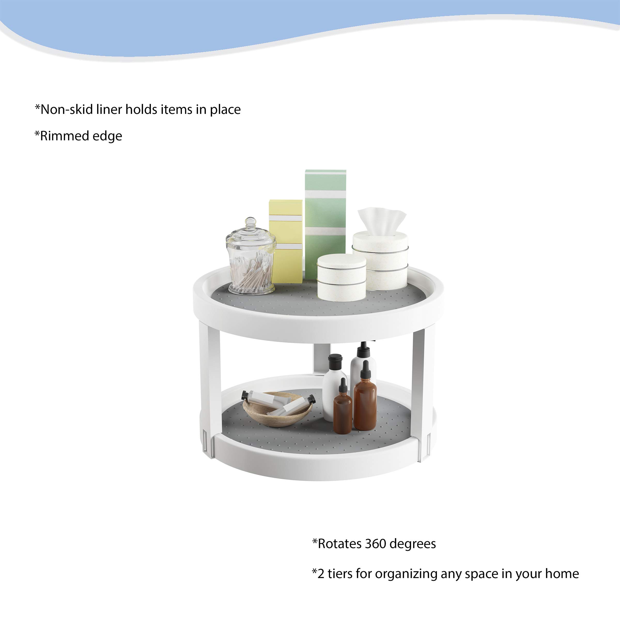 Plateau Tournant Lazy Susan Cionyce – 15,2 Cm Blanc – Rotation 360° – Charge Max 13,6 Kg – Acrylique