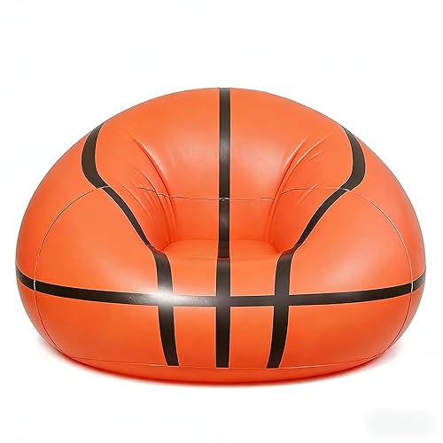 Inflatable Basketball Chair, Orange and Black, Indoor and Outdoor Lounge
