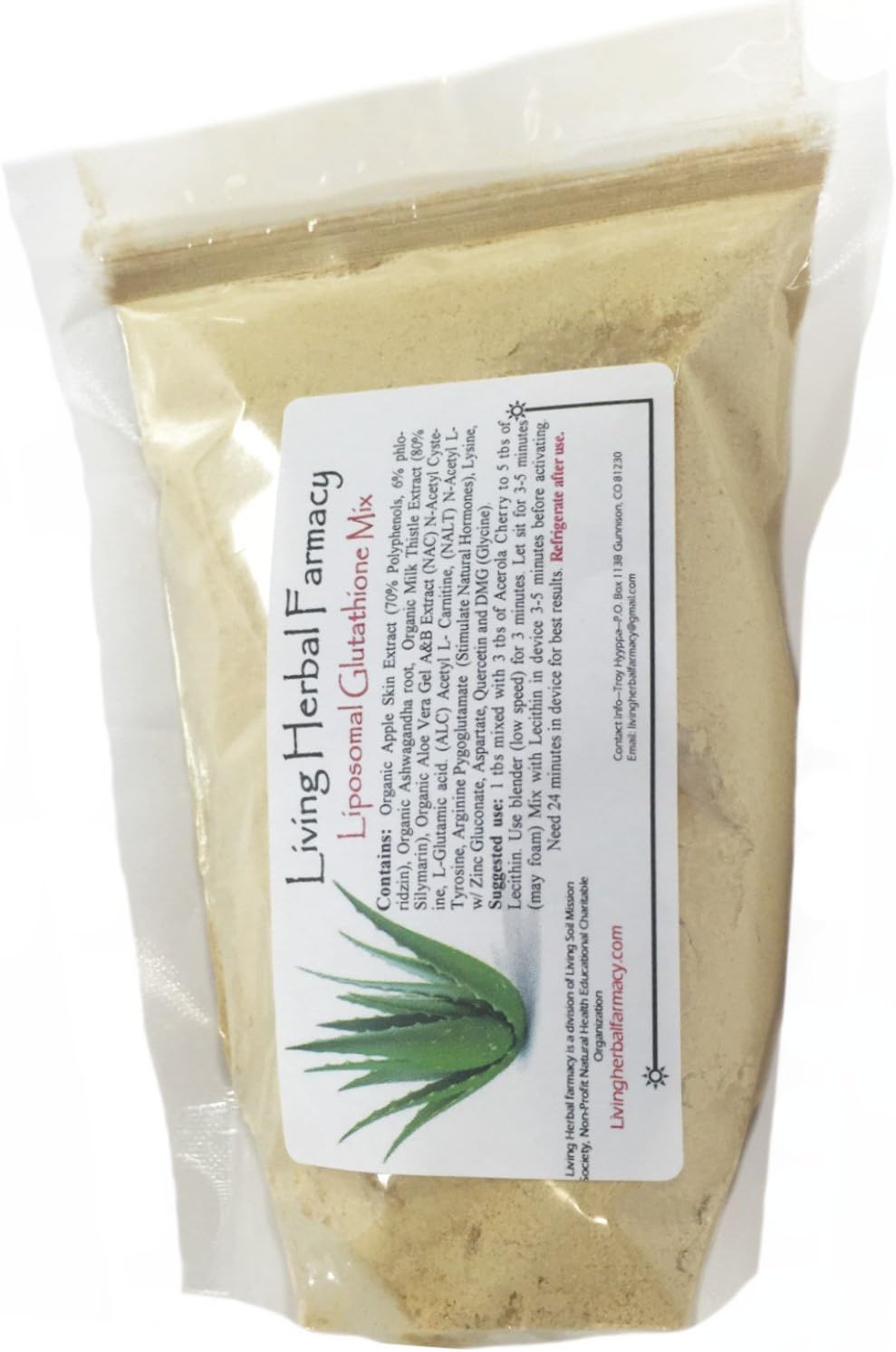 Living Herbal Farmacy, Glutathione Powder- NON-GMO-1/2lb