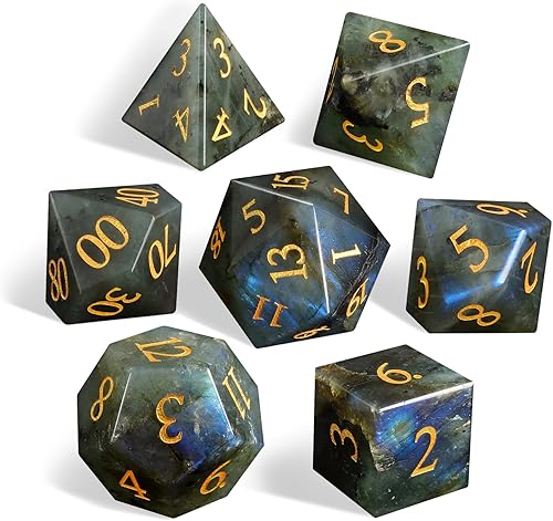 Miniatura 7 de Dados de piedras preciosas de malaquita DND, juego de 7 dados hechos a mano para Calabozos y Dragones, juegos de mesa MTG D&D, dados de juego de rol