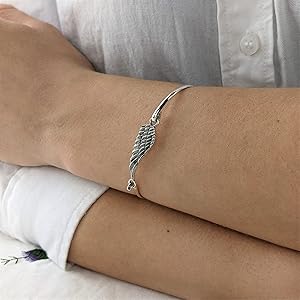 Amazon.com: Silverly 925 Sterling Silver Angel Wing Bangle With