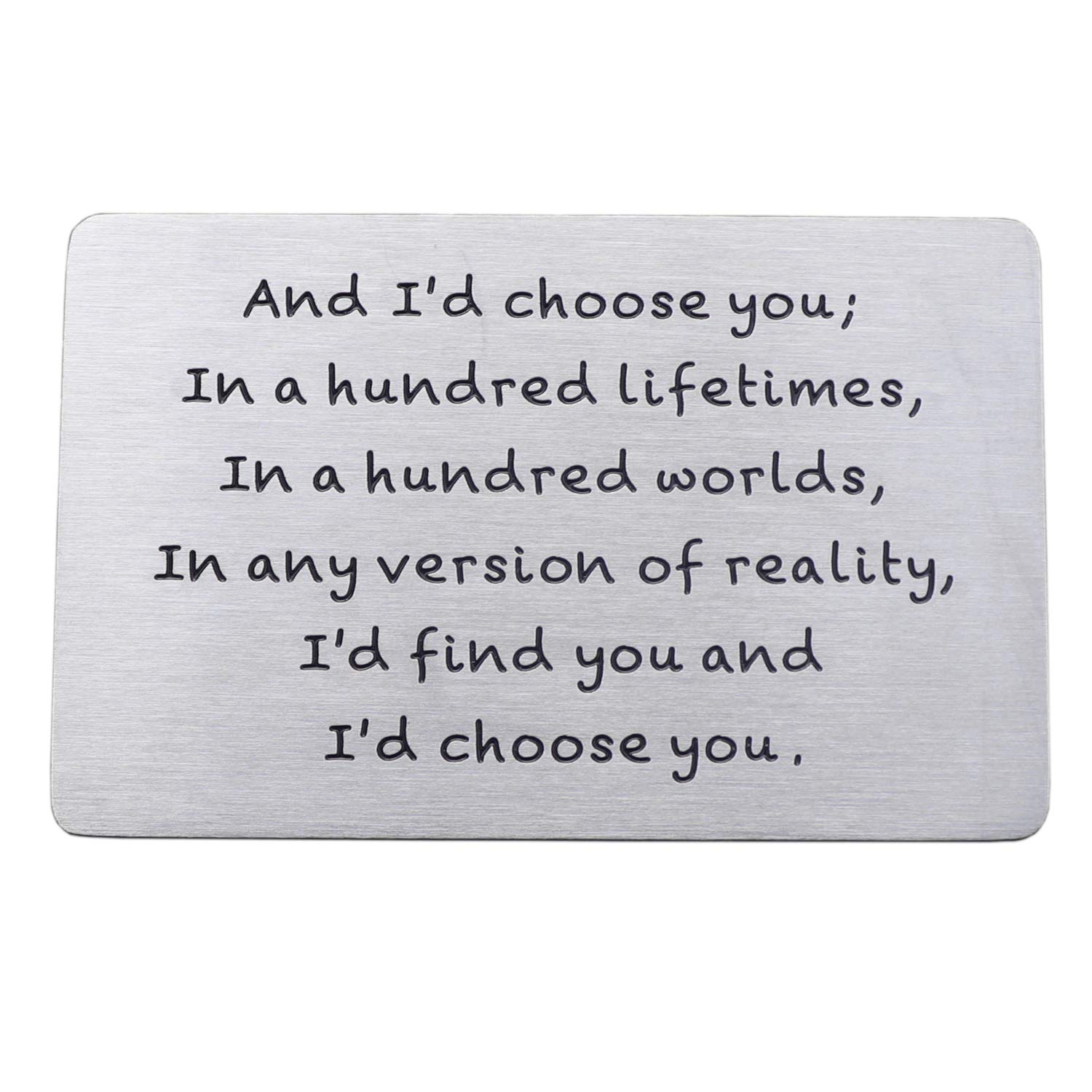 Stainless Steel Engraved Wallet Inserts, Husband Boyfriend Gifts for Anniversary Birthday, Metal Wallet Card for Men Him