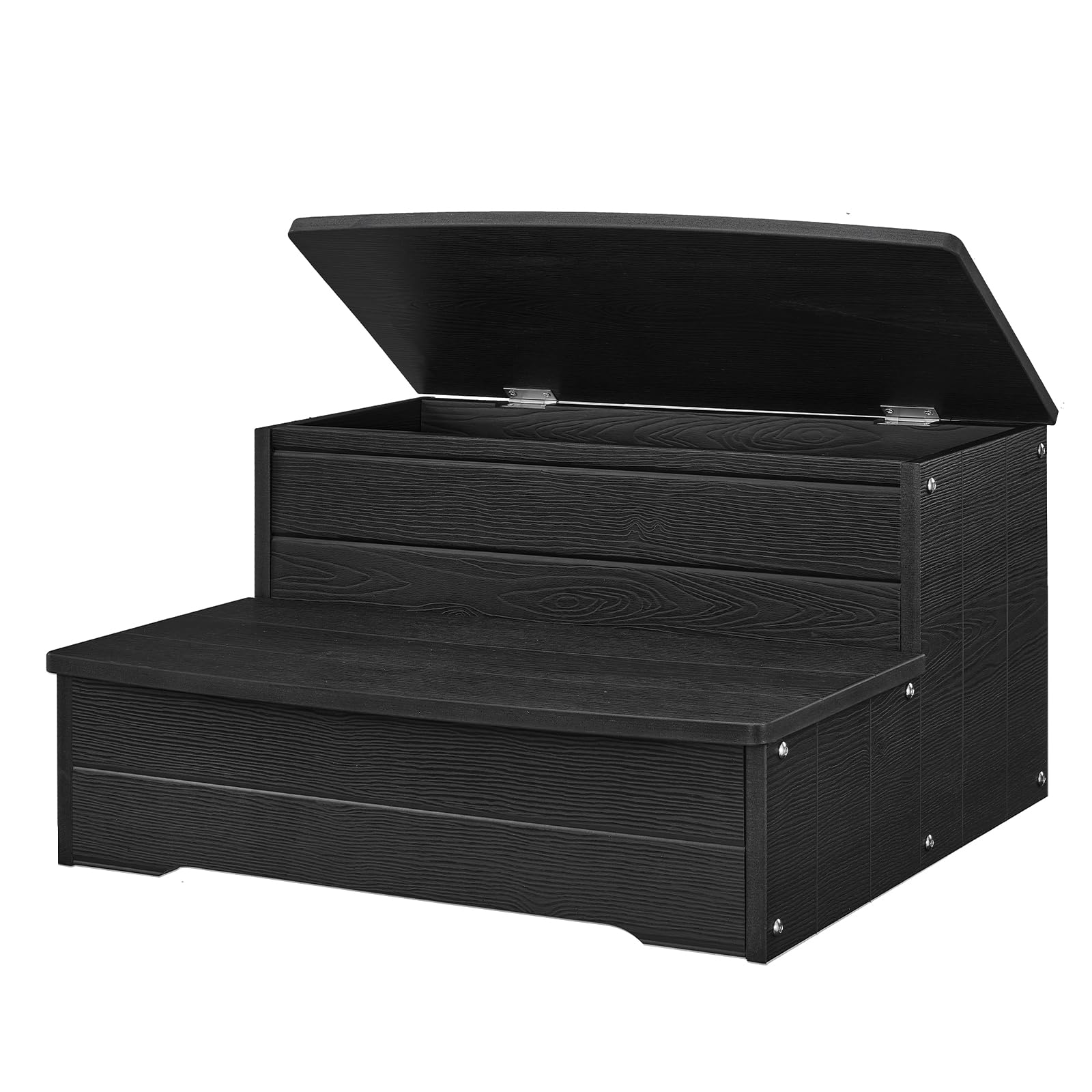 25'' Outdoor Spa Steps with Storage, for Hot Tub,Ground Pool (Black)
