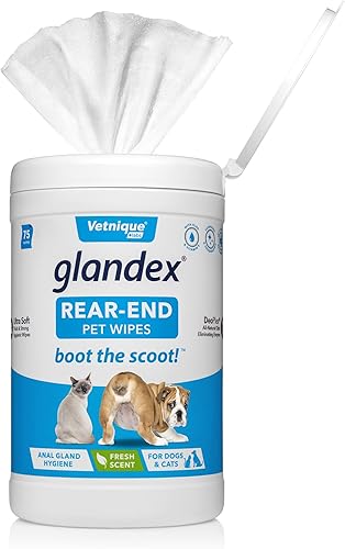 Miniatura 2 de Vetnique Labs Glandex - Aerosol medicado para glándula anal para perros y gatos (4 onzas) y toallitas higiénicas para mascotas Glandex para