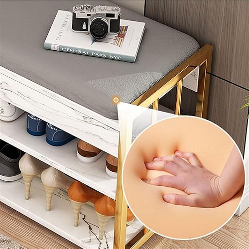 Miniatura 4 de NgAnoh Zapatero para el hogar, banco de zapatos pequeño, muebles de sala de estar, zapatero de 3 niveles con almacenamiento de botas, organizador de