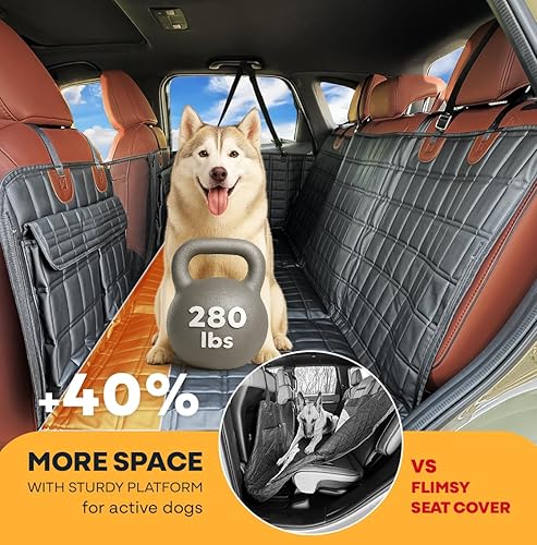 Miniatura 3 de APetsPlanet Funda de asiento de automóvil para perro para asiento trasero con parte inferior dura, extensor de asiento trasero impermeable para