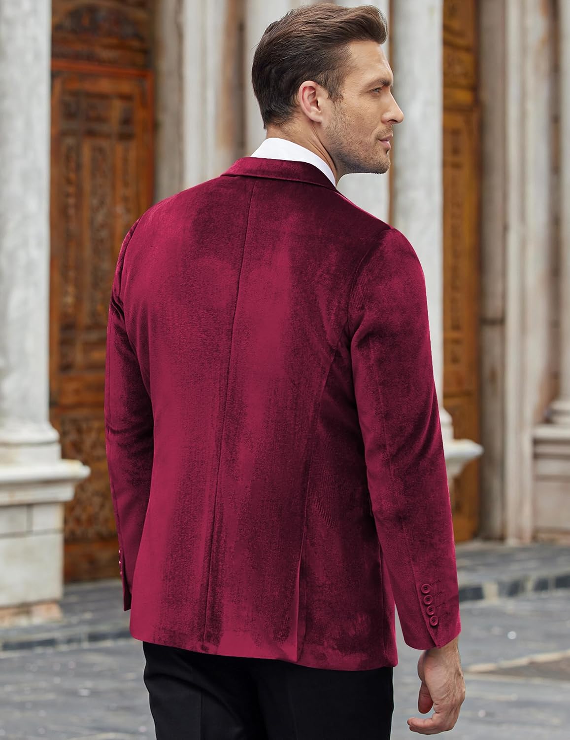 COOFANDY Men's Velvet Blazer Notched Lapel Velour Suit Jacket One Button Tuxedo Jackets for Wedding Prom Party Dinner