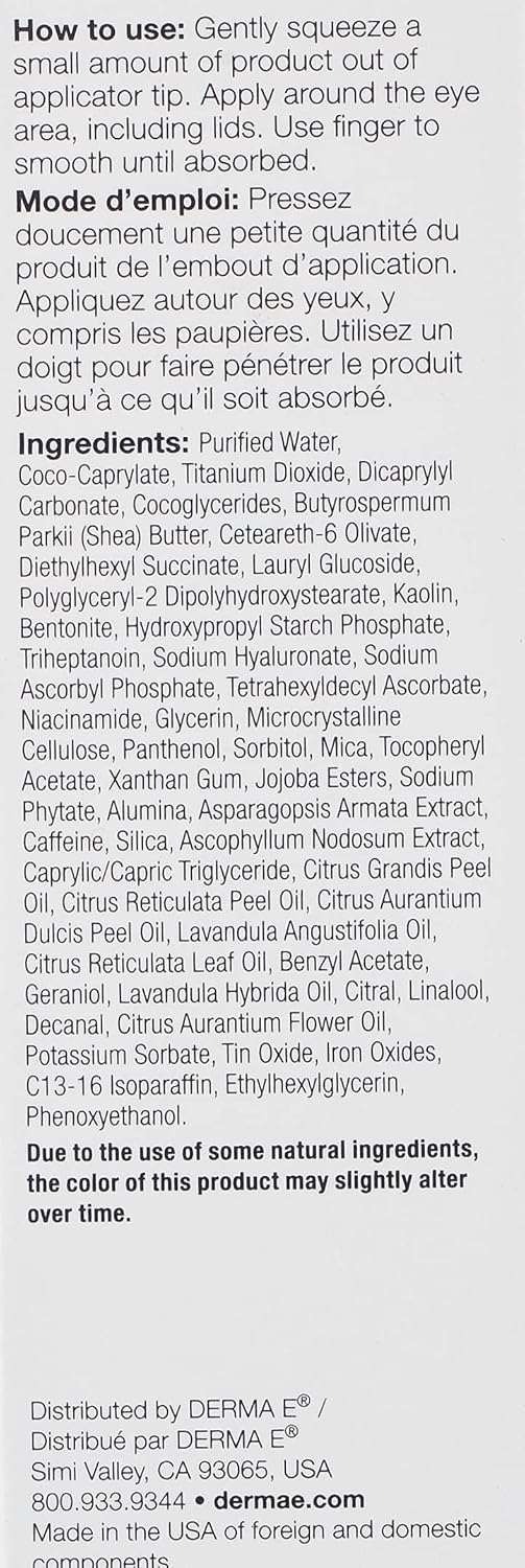DERMA-E Vitamin C No Dark Circles Perfecting Eye Cream – Color Correcting Vitamin C Eye Cream with Turmeric and Caffeine for Fine Lines and Under Eye Puffiness, 0.5 Oz