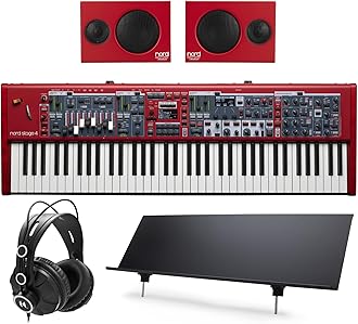 Nord Stage 4 HA73 73-Key Fully-Weighted Keyboard Bundle with Piano Monitor V2 (Pair), Music Stand, and Headphones (4 Items)
