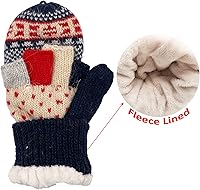 Vista 37 de Beurlike Guantes de invierno para mujer, de lana cálida, a prueba de viento, convertibles, sin dedos Negro