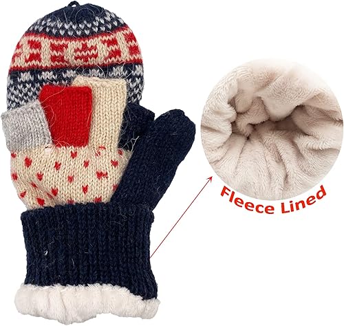 Miniatura 37 de Beurlike Guantes de invierno para mujer, de lana cálida, a prueba de viento, convertibles, sin dedos Negro