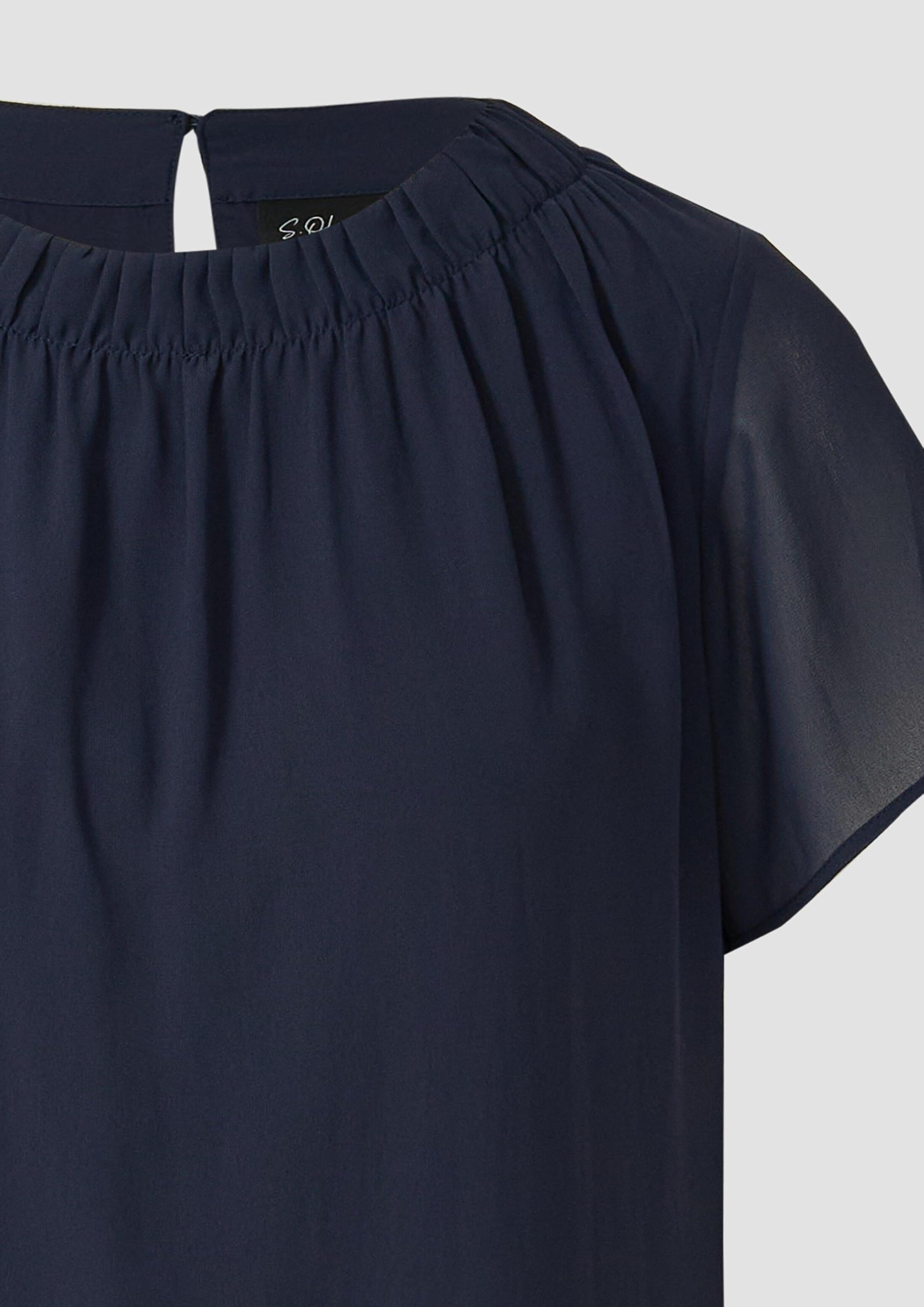 s.Oliver Luftige Chiffon-Bluse mit gesteppter Raffung