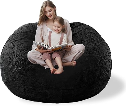 Funda para silla puff (sin relleno), duradera y cómoda, de piel sintética, para sofá, sala de estar, sofá, cama, puf grande para adultos (7 pies,