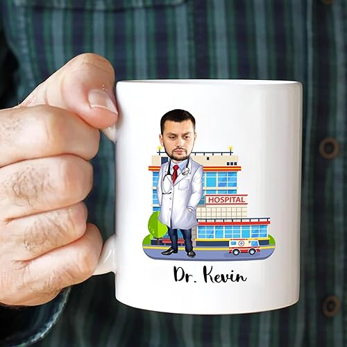 Miniatura 5 de Taza de café personalizada con foto de doctor de 11 y 15 onzas, divertida taza de café de doctor regalo para agradecer a hombres, mujeres, cirujano,