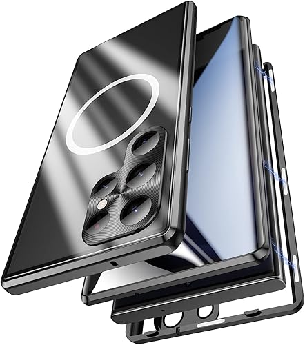 Jonwelsy Funda antiespía para Samsung Galaxy S23 Ultra, doble cara de protección de 360 grados, compatible con Magsafe anti espía de vidrio de