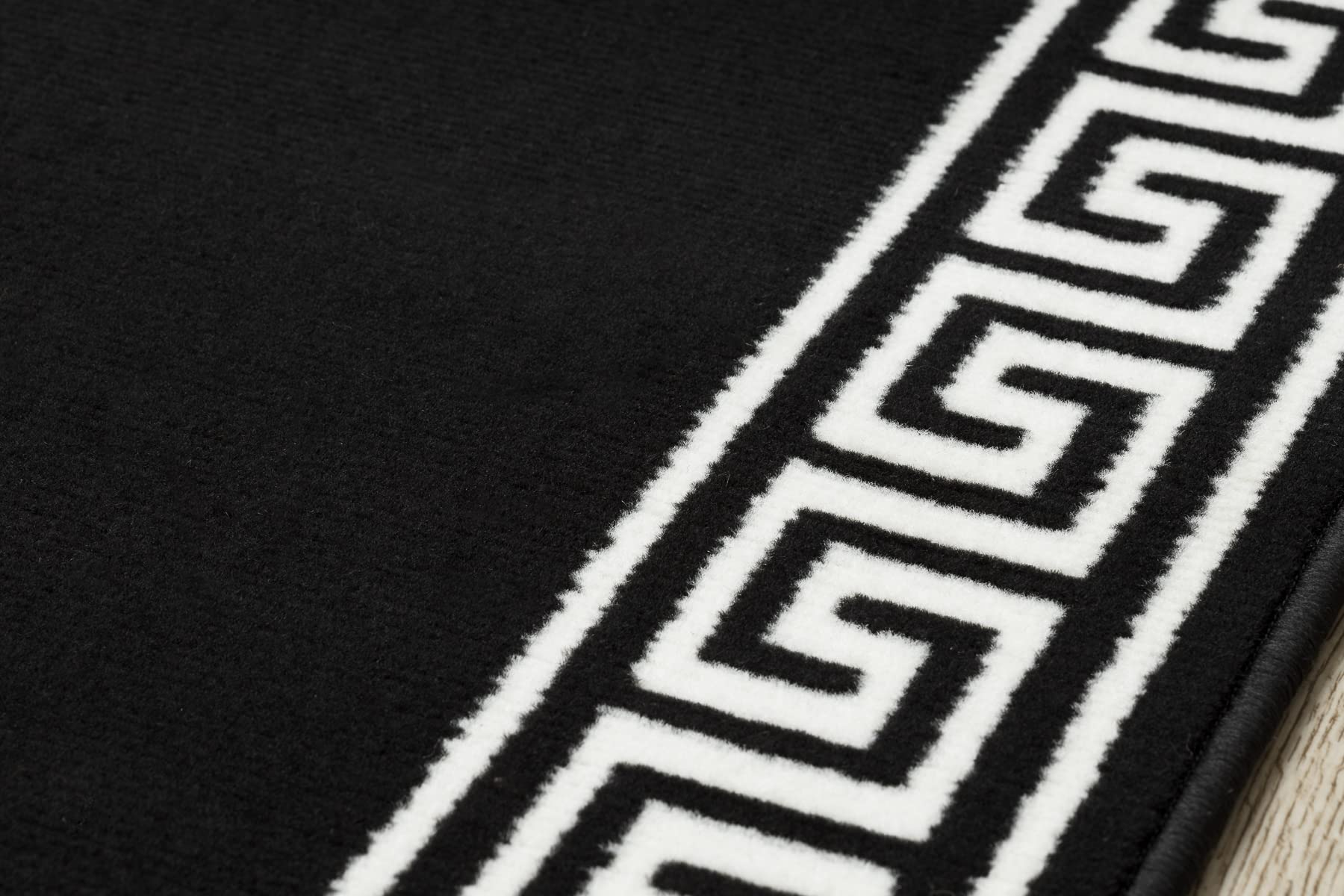 rugsx Läufer BCF MORAD Grek - Griechisches Muster in Schwarz - Matte für Flur, Küche & Eingangsbereich - Teppichläufer 100x250 cm