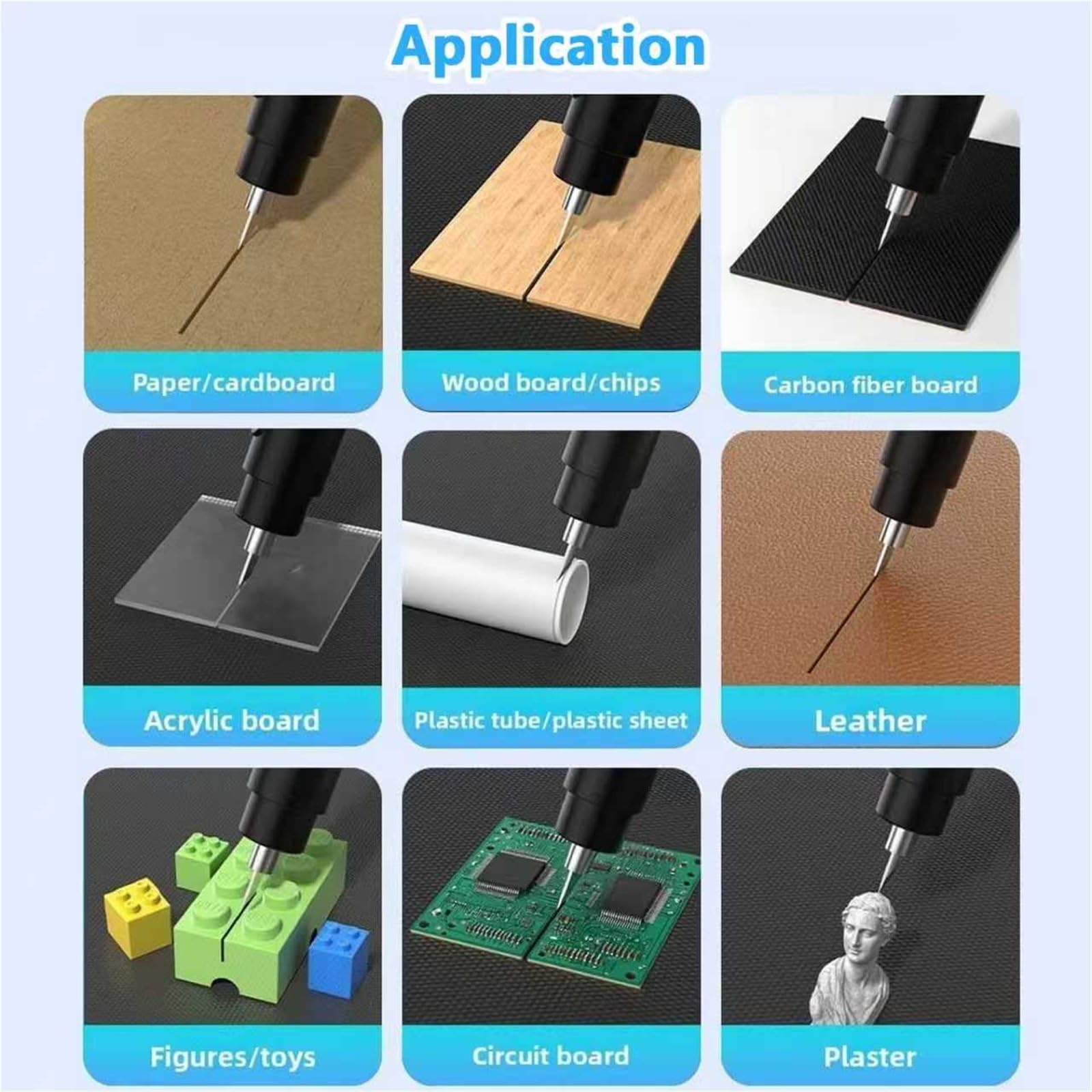 Ultraschall Cutter Messer, 40KHz Handheld Tool mit 3 Schneidmodi, austauschbare Klingen & LED-Licht zum Schneiden von 3D-Modellen, Acryl, Kunststoff, Holz, PVC, Leder