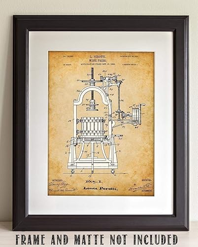 Miniatura 5 de Lone Star Art Wine Press - 11x14 Unframed Patent Print - Makes a Great Gift Under $15 for Wine Lovers
