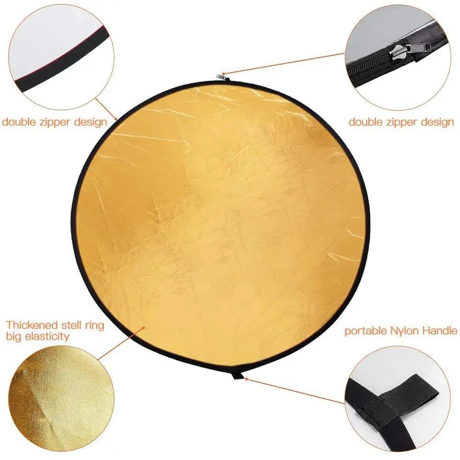Reflector de luz, 5 Plegables en 1 tamaños múltiples del Reflector de luz portátil Redondo for el Estudio al Aire Libre(110cm Reflector)