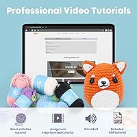 Vista 4 de Kit de ganchillo para principiantes: kit de ganchillo Shiba Inu, todo lo que necesitas, incluye hilo suave fácil de tejer, video paso a paso