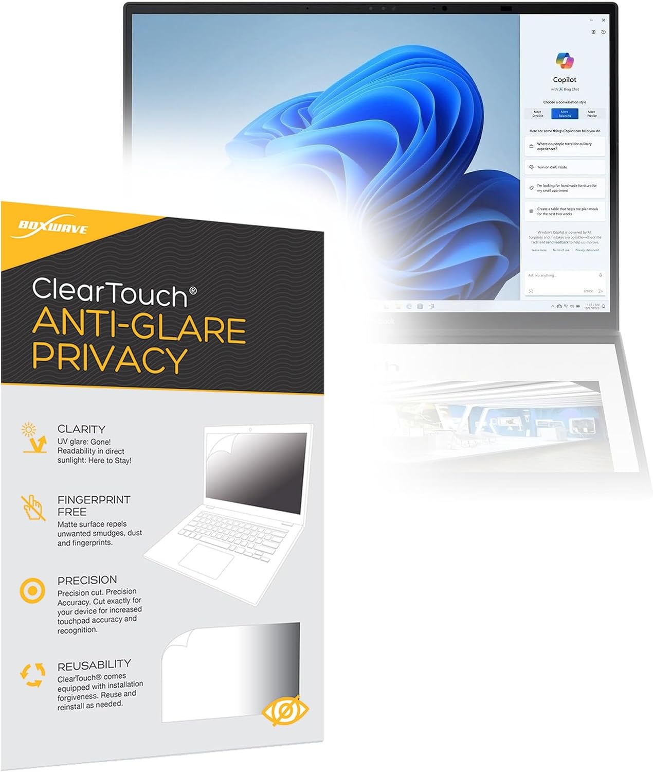 BoxWave Screen Protector Compatible with ASUS Zenbook Duo UX8406MA-PS99T - ClearTouch Anti-Glare Privacy (2-Pack), Privacy Screen Protector Flexible Film Anti-Glare