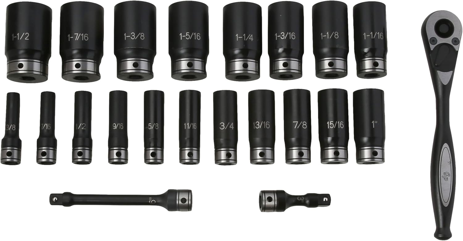 Grey Pneumatic 82622D 1/2" Drive 22pc Deep Length Fractional Duo-Socket Set - 6 P