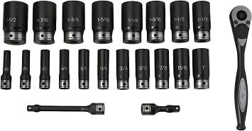 Grey Pneumatic 82622D 1/2" Drive 22pc Deep Length Fractional Duo-Socket Set - 6 P
