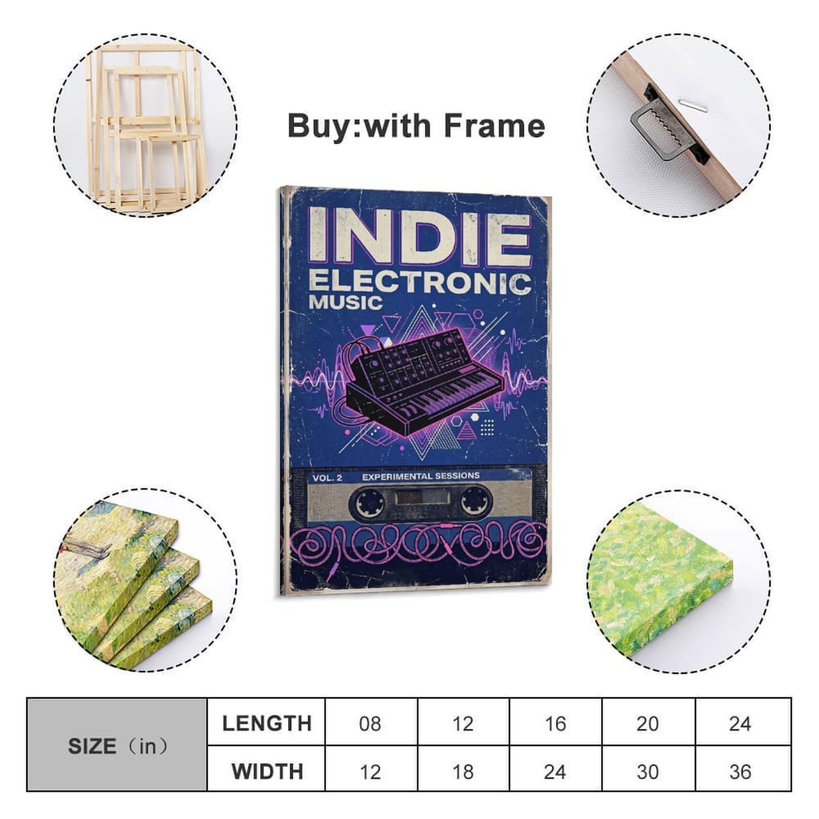 OKNGB Synthwave - Poster decorativo da parete con stampa artistica su tela, motivo: musica elettronica indie, decorazione moderna, per camera da letto, 40 x 60 cm