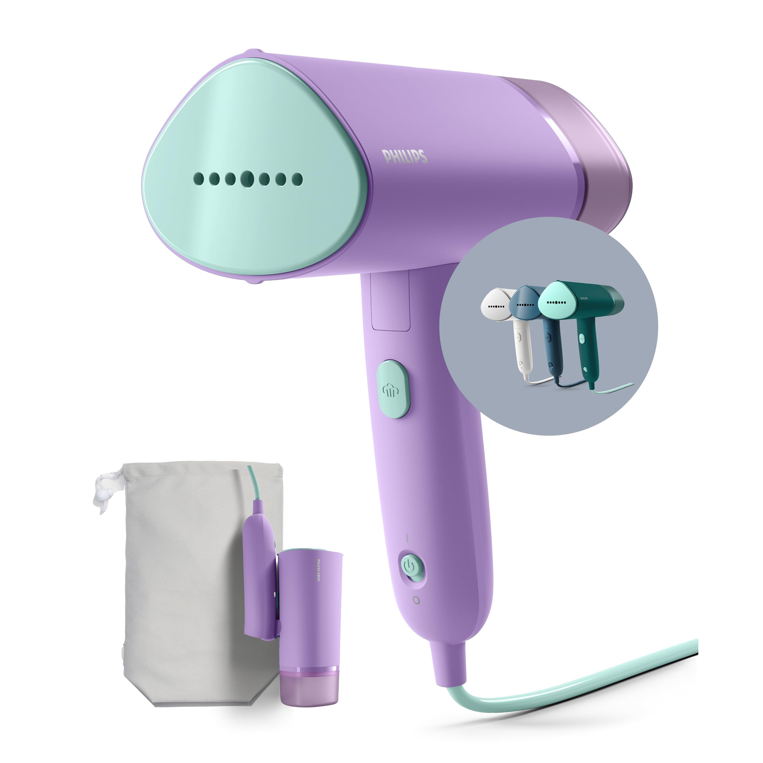 Philips 3000 Series Handheld Steamer, 1000W, 20 g/min Steam, Detachable 100ml Water Tank, Plastic Plate