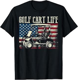 Cool Golf Cart Vintage US Flag Funny Golfing Gift Men Women T-Shirt