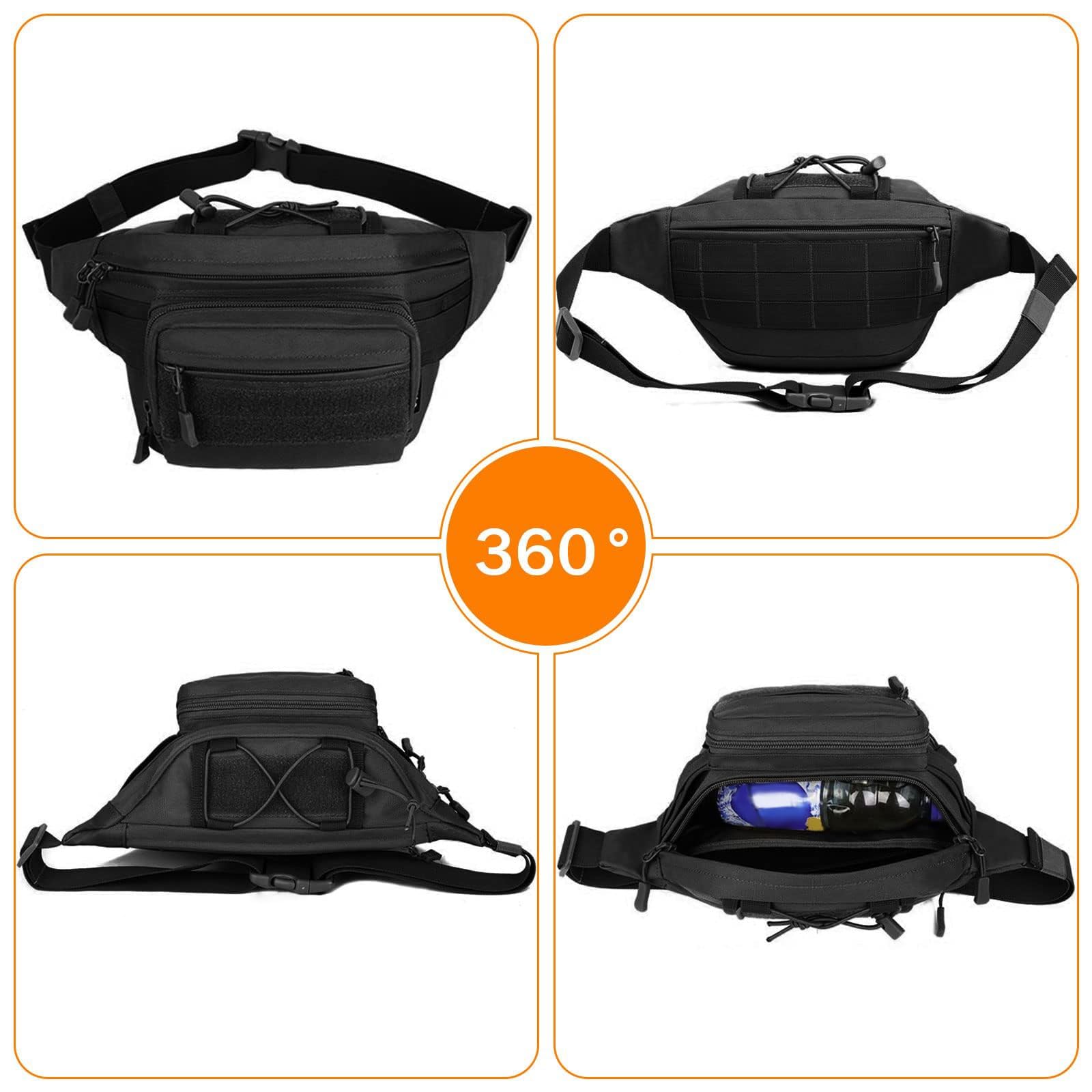 Huntvp Marsupio Uomo Sportivo, Borsetta a Tracolla Militare Borsa per Campeggio Escursionismo Ciclismo Viaggio Trekking Porta Smartphone Chiave Denaro