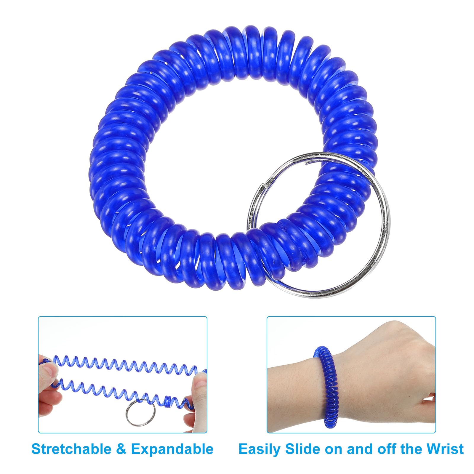 PATIKIL Llavero Espiral Para Muñeca – 15 Pulseras Elásticas Con Anillo Para Llaves | Ideal Para Gimnasio, Piscina Y Deportes