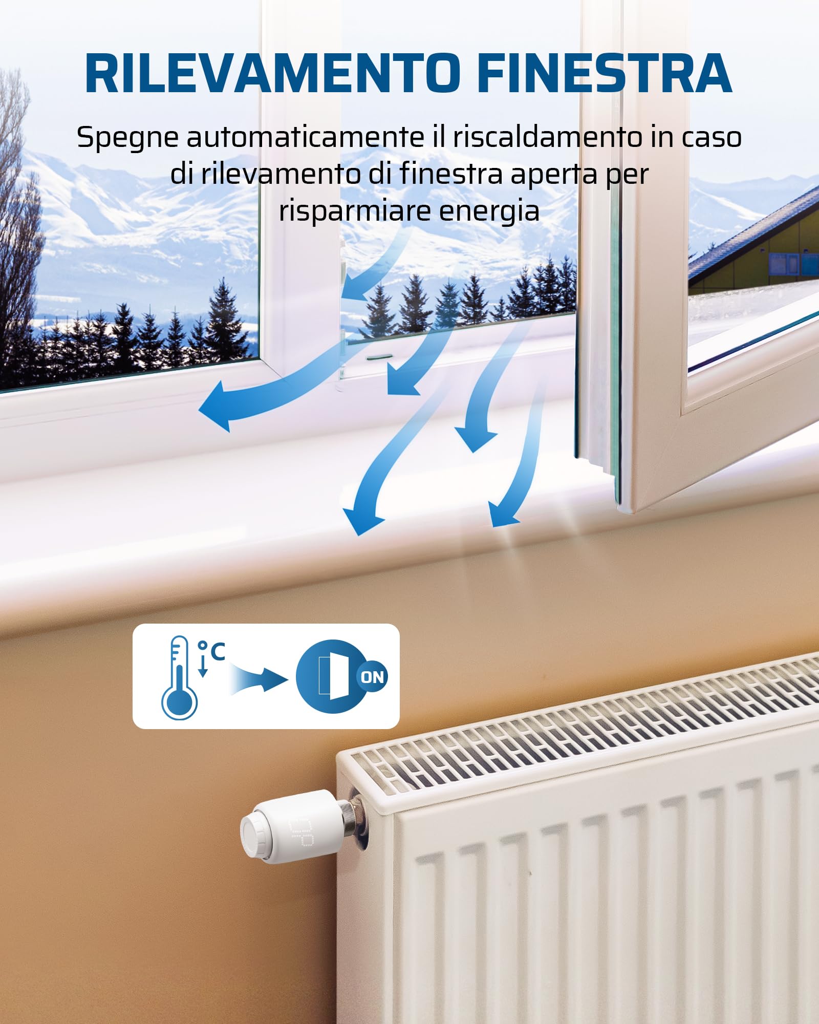 DEWENWILS Termostato Radiatore Smart WiFi, Nessun Gateway Necessario | Termostato Radiatore Programmabile, Controllo App, Compatibile Alexa & Google Assistant, Risparmio Energetico