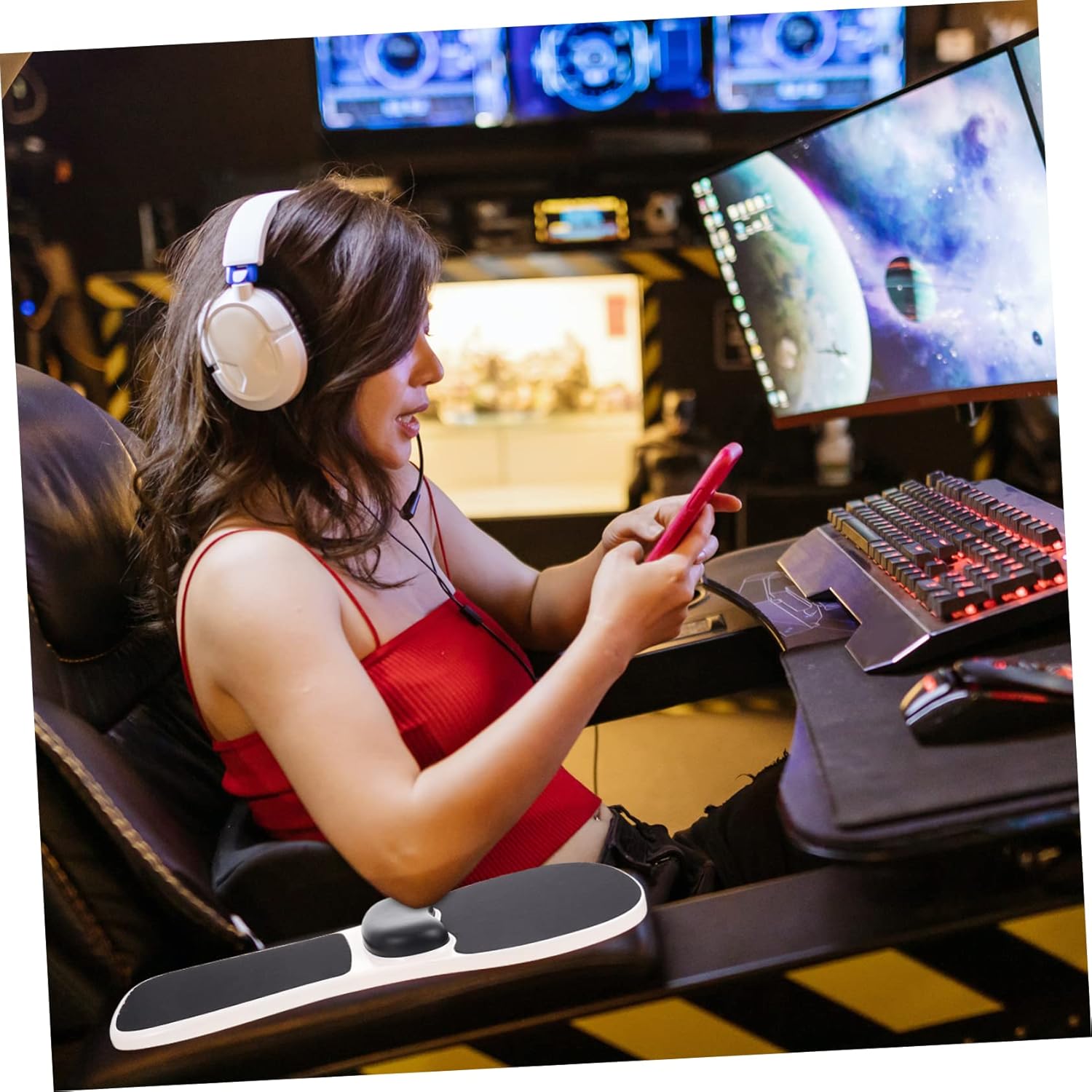 1pc Creative Computer Elbow Support Board Ergonomic Memory Foam Arm Rest for Desk Use Lightweight and Portable Desktop Extension for Comfortable Arm Positioning Black