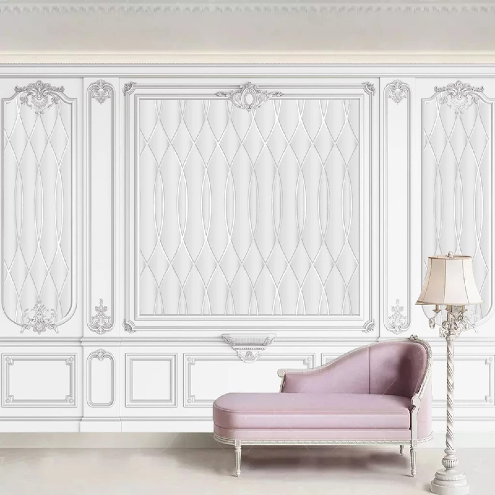 Papier peint mural personnalisé 3D moulure blanche pour décoration salon et chambre