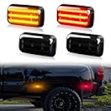 StylinPro 4PCS LED Side Marker Lights Compatible with 2015-2023 Chevy Silverado Sierra 2500HD 3500HD, Chevy Silverado Amber & Red Double Wheel Side Markers, Smoked Lens Three Beam