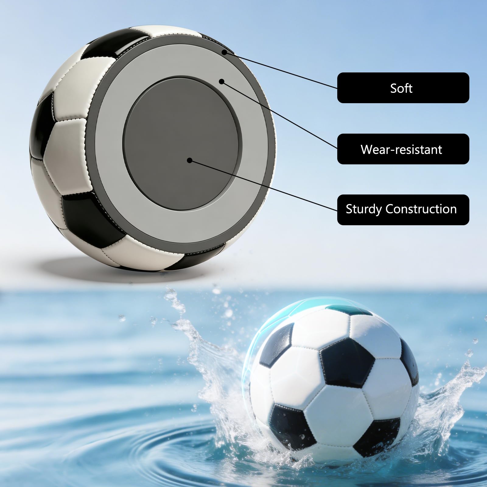 SIKEMAY 6 Packungen Fußballbälle, offizielle Größe 4, aufblasbarer Trainingsball mit Pumpennadel, für drinnen und draußen, Sport, Wettbewerb, christliche Wohltätigkeitsorganisation, Spendengeschenk