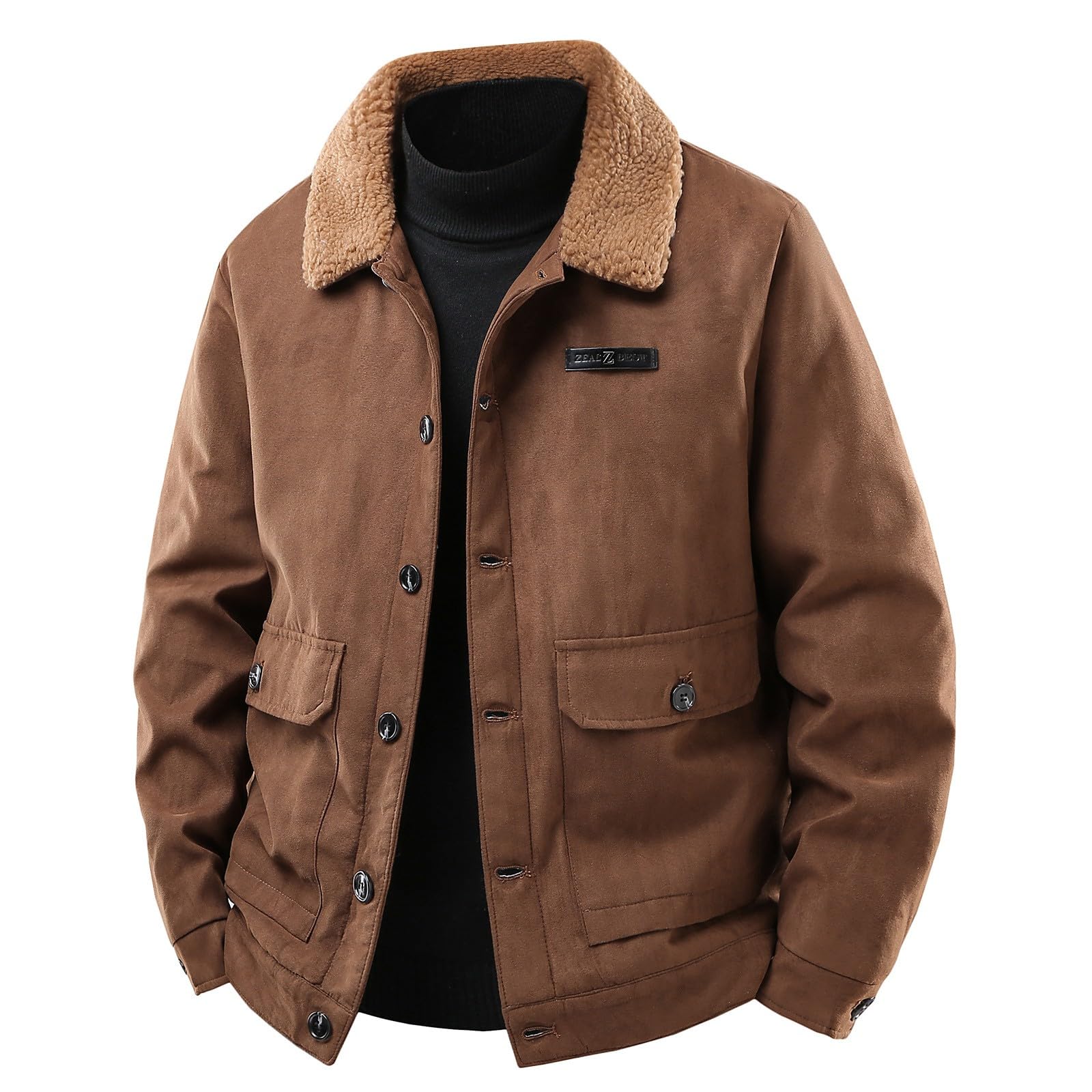 Generico Giacca Invernale Uomo Bottoni Tinte Unite - Vestiti Uomo Senza Cappuccio con Tasche Giubbotti Sportiva Montagna Casual Vestiti Classico Running